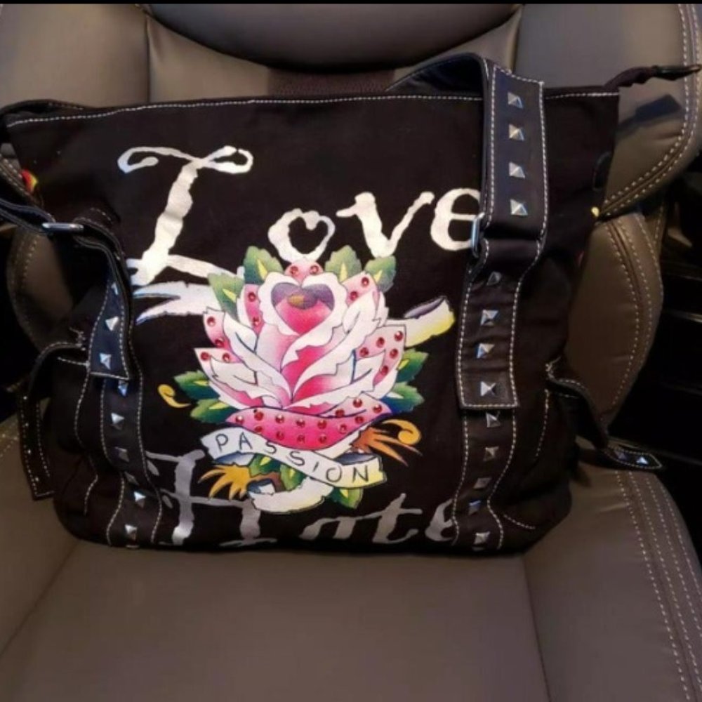 "PASSION LOVE" Extra Large Black Tote